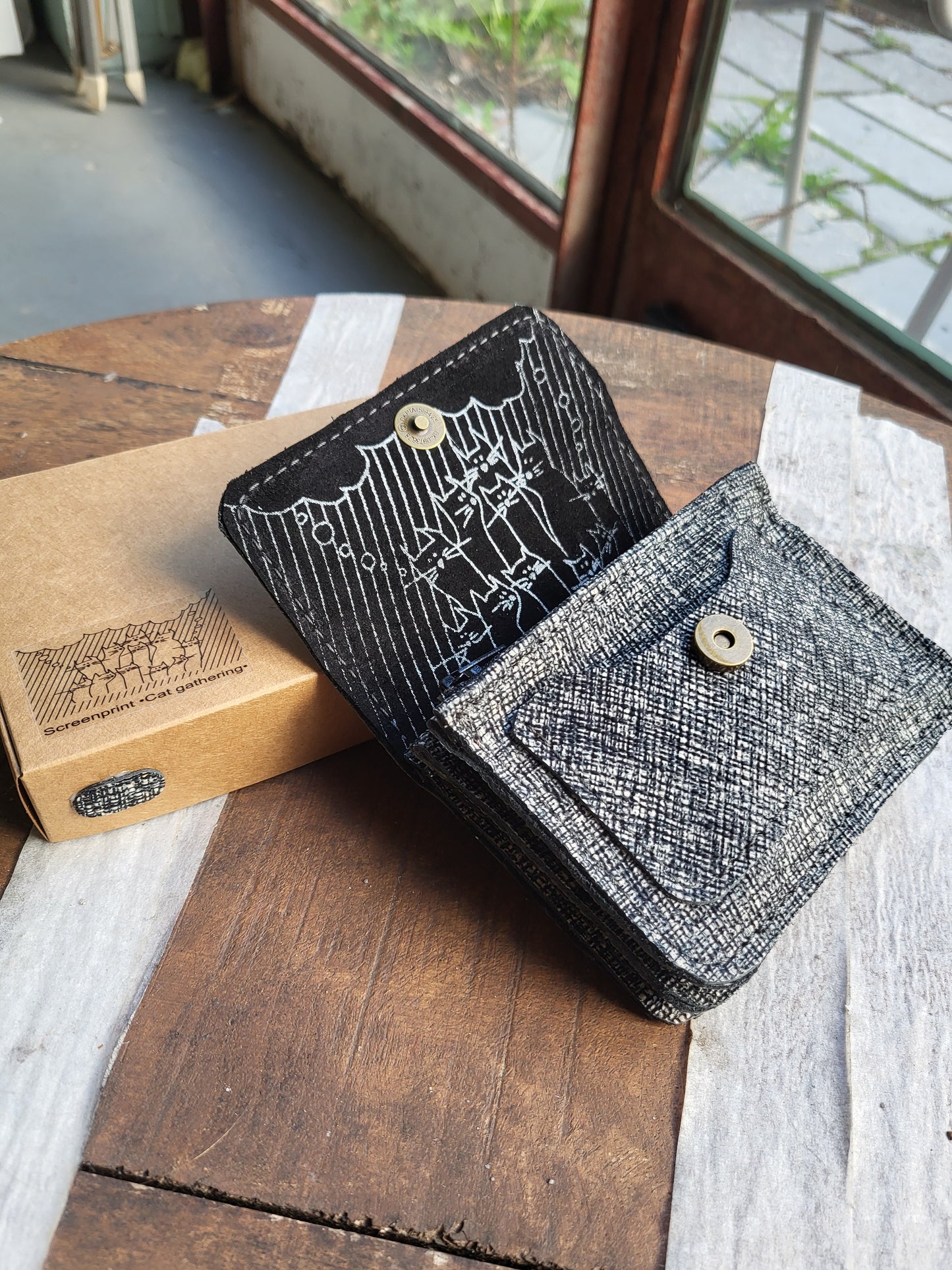 GATHERING | portemonnee zwart wit melee leer