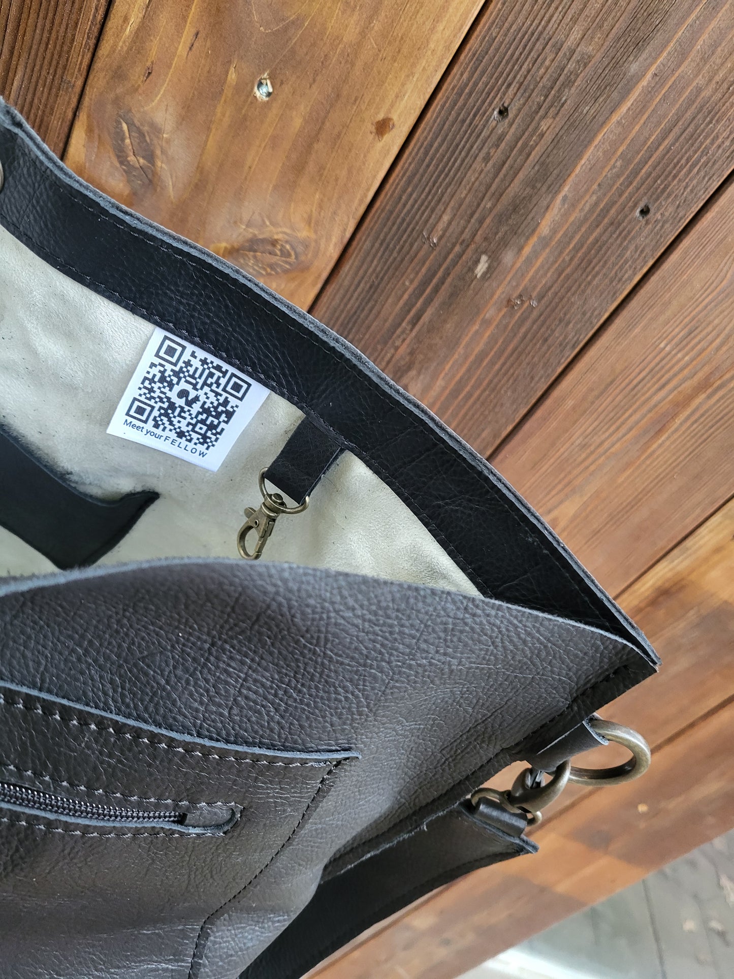 ADMIT schoudertas zwart leer