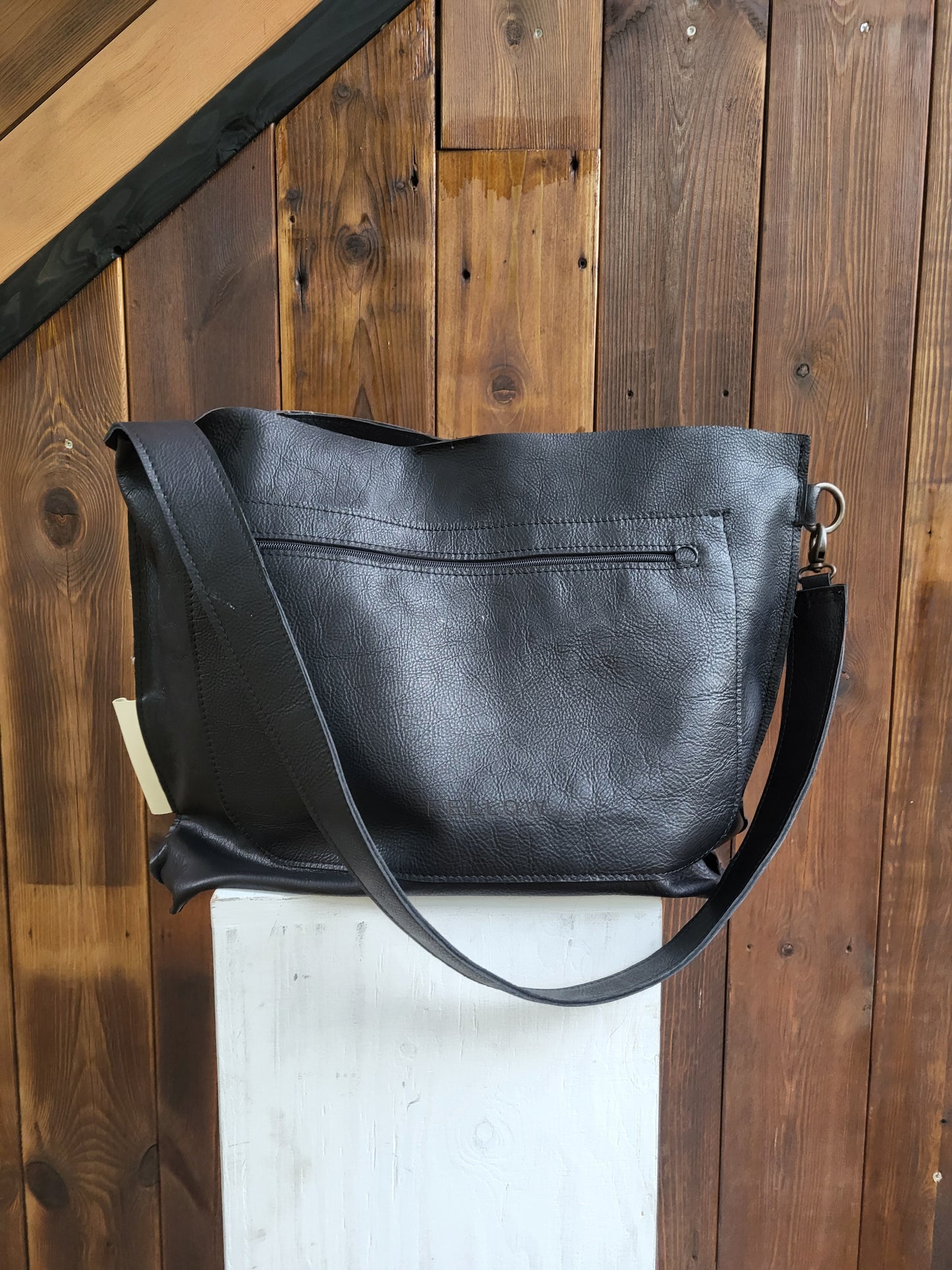 ADMIT schoudertas zwart leer