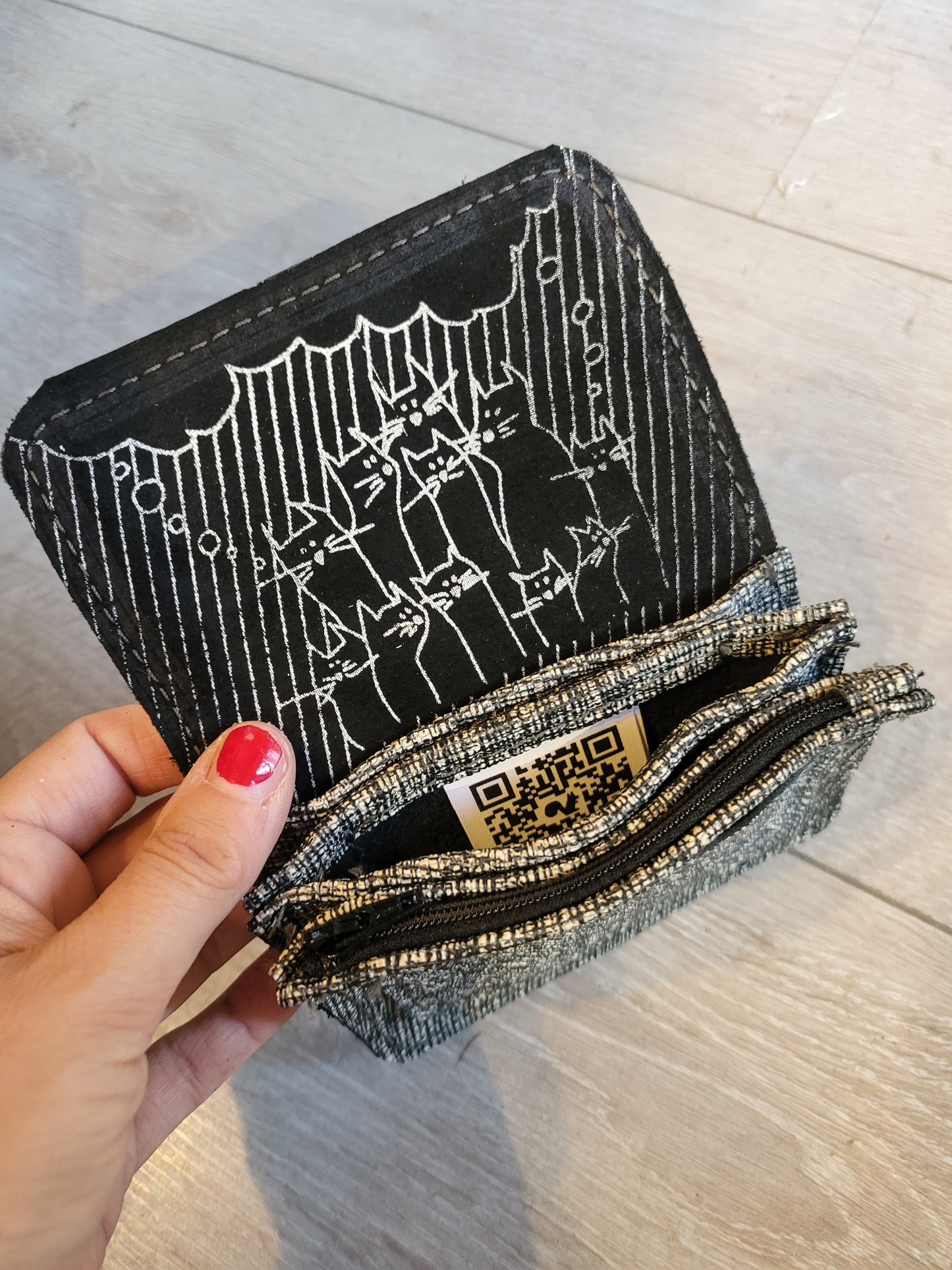 GATHERING | portemonnee zwart wit melee leer